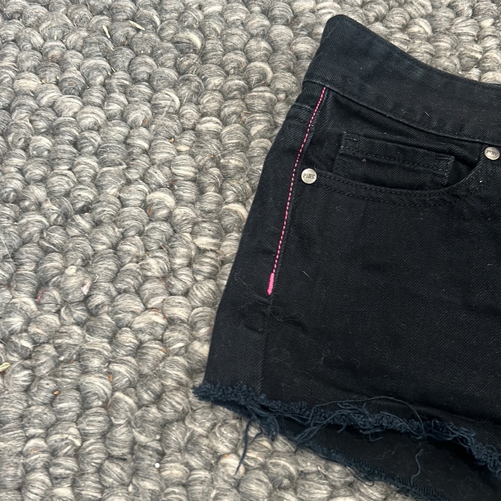 Victoria Secrets Pink Blue Black Denim Mini Shorts - Picture 3 of 4
